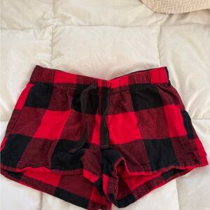 Old Navy Red and Black Plaid Women's Athletic Shorts